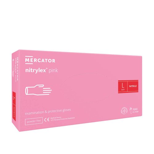 Mercator Nitrylex kesztyű (100db - L) pink, púdermentes