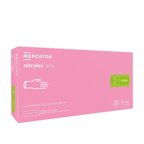Mercator Nitrylex kesztyű (100db - S) pink, púdermentes