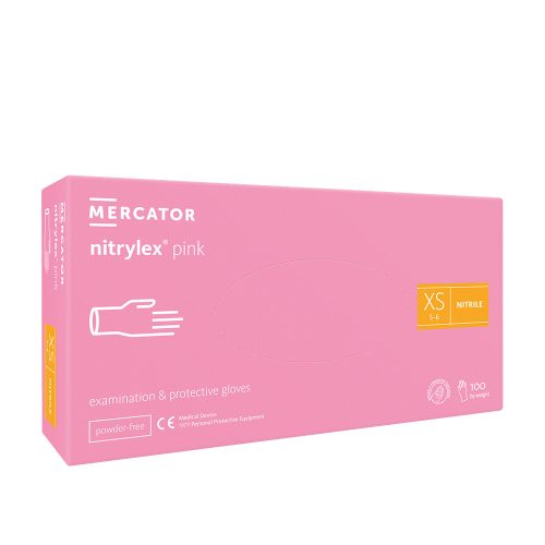 Mercator Nitrylex kesztyű (100db - XS) pink, púdermentes