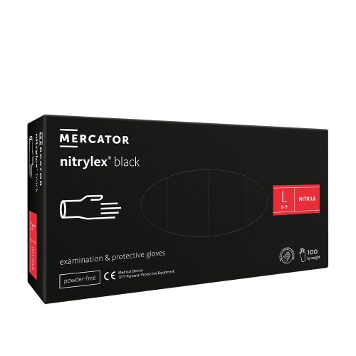 Mercator Nitrylex kesztyű (100db - L) fekete, púdermentes