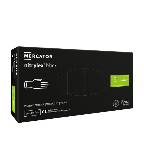 Mercator Nitrylex kesztyű (100db - S) fekete, púdermentes
