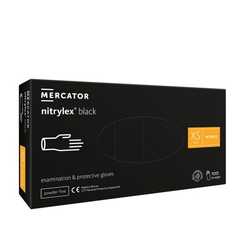 Mercator Nitrylex kesztyű (100db - XS) fekete, púdermentes