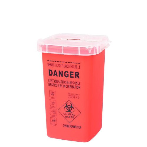 Hulladékgyűjtő edény - Tűkonténer/tű gyűjtő doboz 1L - piros