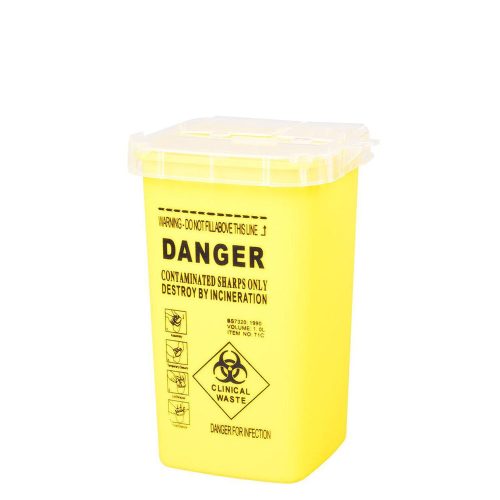 Hulladékgyűjtő edény - Tűkonténer/tű gyűjtő doboz 1L - sárga
