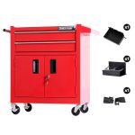 2 fiókos, zárható tetováló munkaállomás (piros)