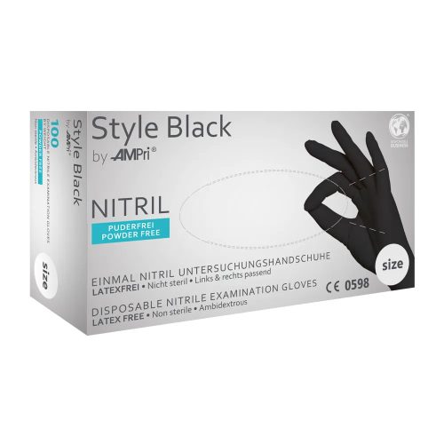 Style nitril kesztyű (100db - L) fekete, púdermentes