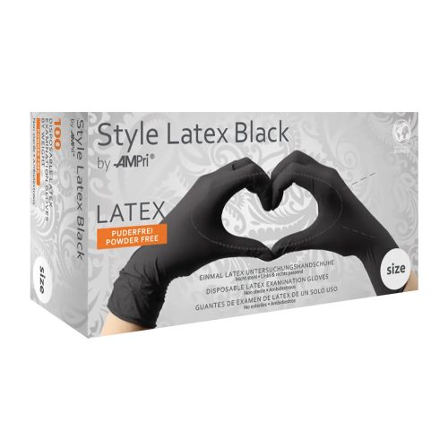 Style latex kesztyű (100db - XS) fekete, púdermentes