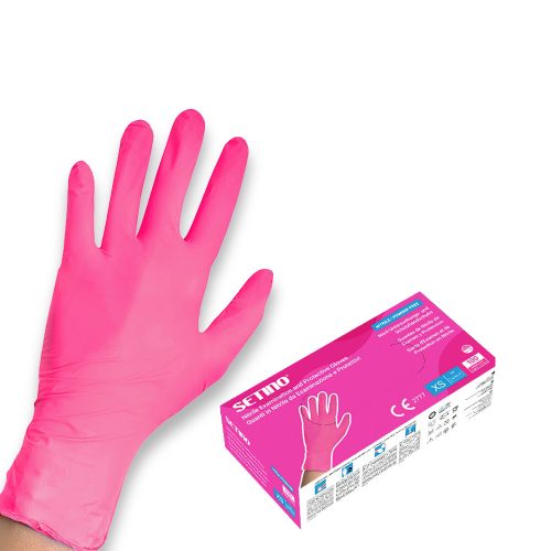 Setino nitril kesztyű (100db - L) 3,5g pink, púdermentes